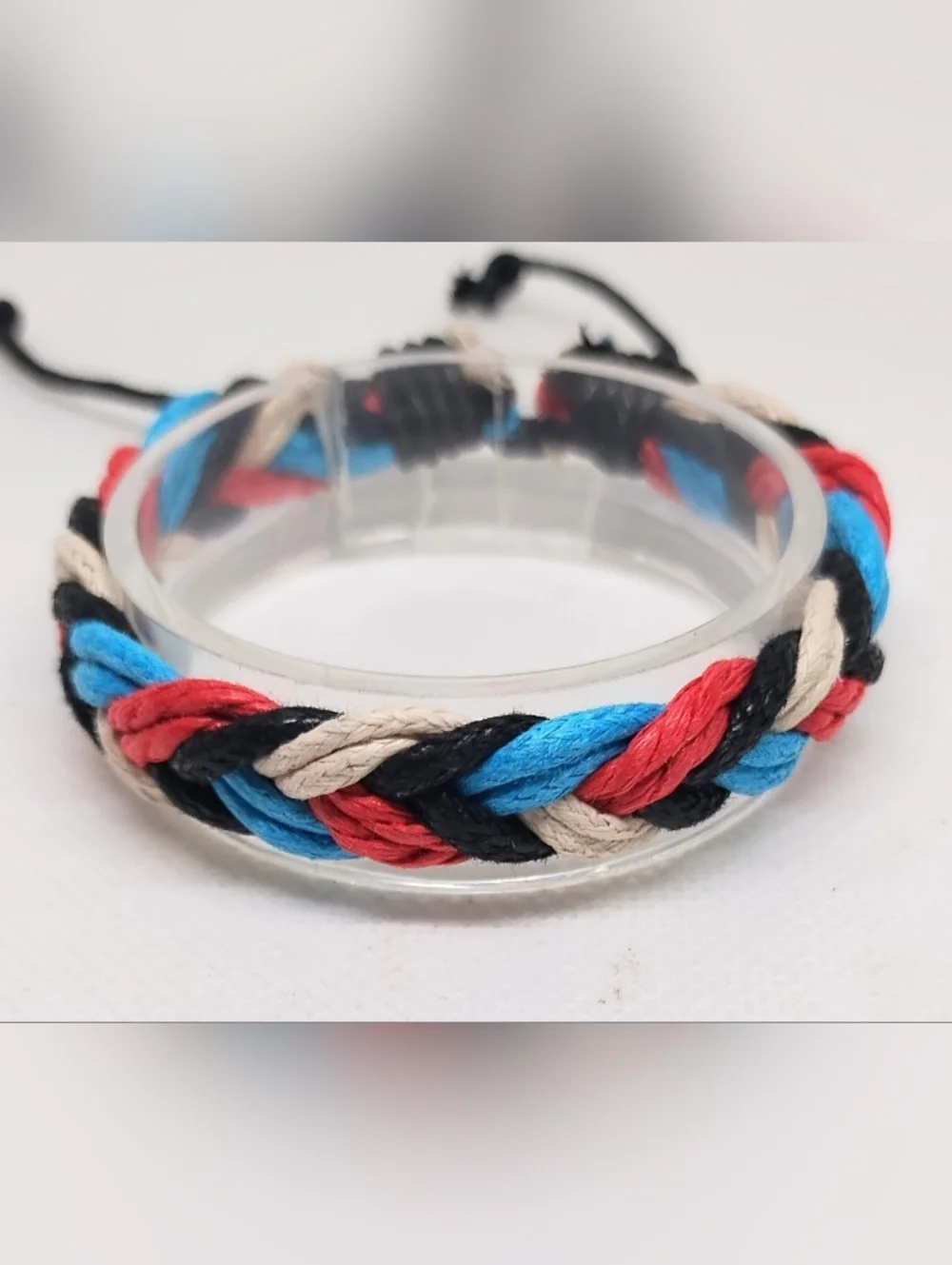Men's‎ Bracelet Leather Braided Red White Blue Jewelry New g2